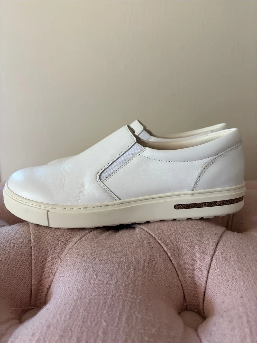 Birkenstock NWOB White Slip-On Leather Casual Sneakers -Sz 41